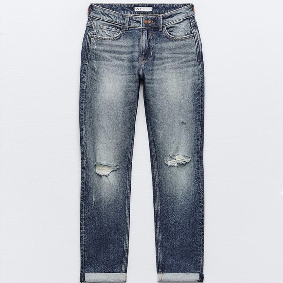 Low Rise Ripped Cuffed Up Jeans - Picture 1 of 8